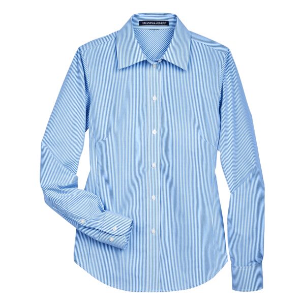 Women's Crown Collection® Banker Stripe Woven Dress Shirt Thumbnail
