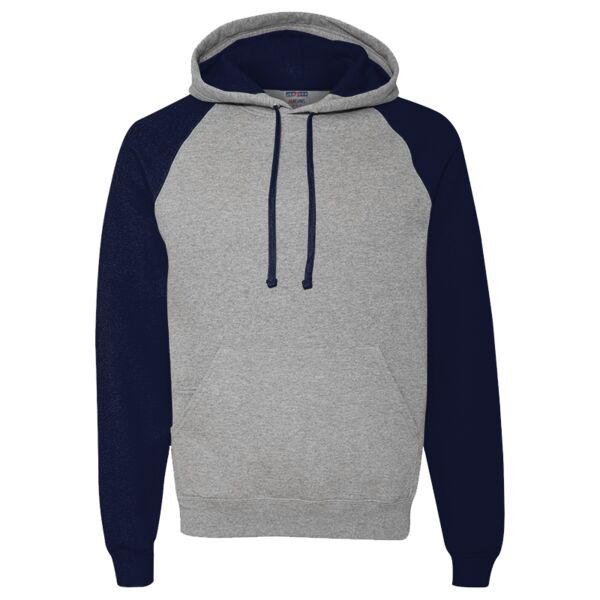 Unisex Nublend® Colorblocked Raglan Hooded Sweatshirt Thumbnail