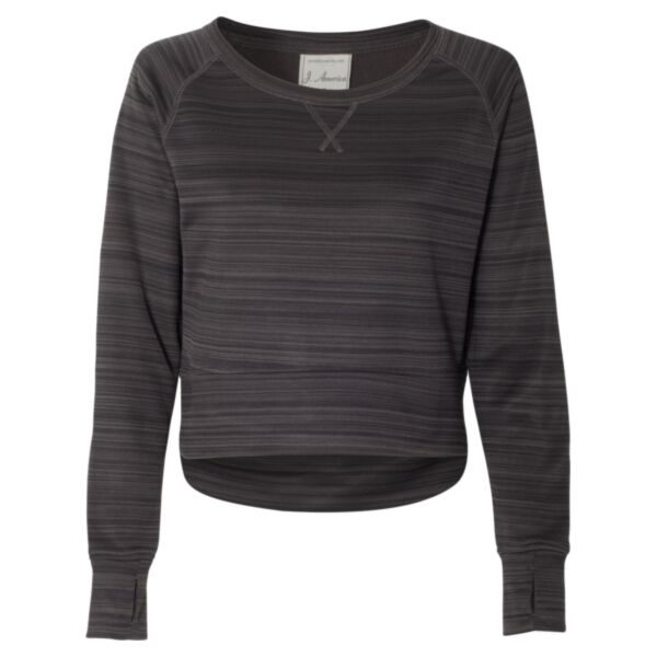 Women's Odyssey Striped Performance Fleece Hi-Low Crewneck Sweatshirt Thumbnail